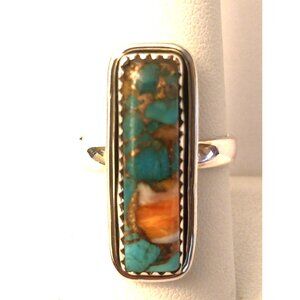 Spiny Oyster Turquoise ring s8.5 (1567)